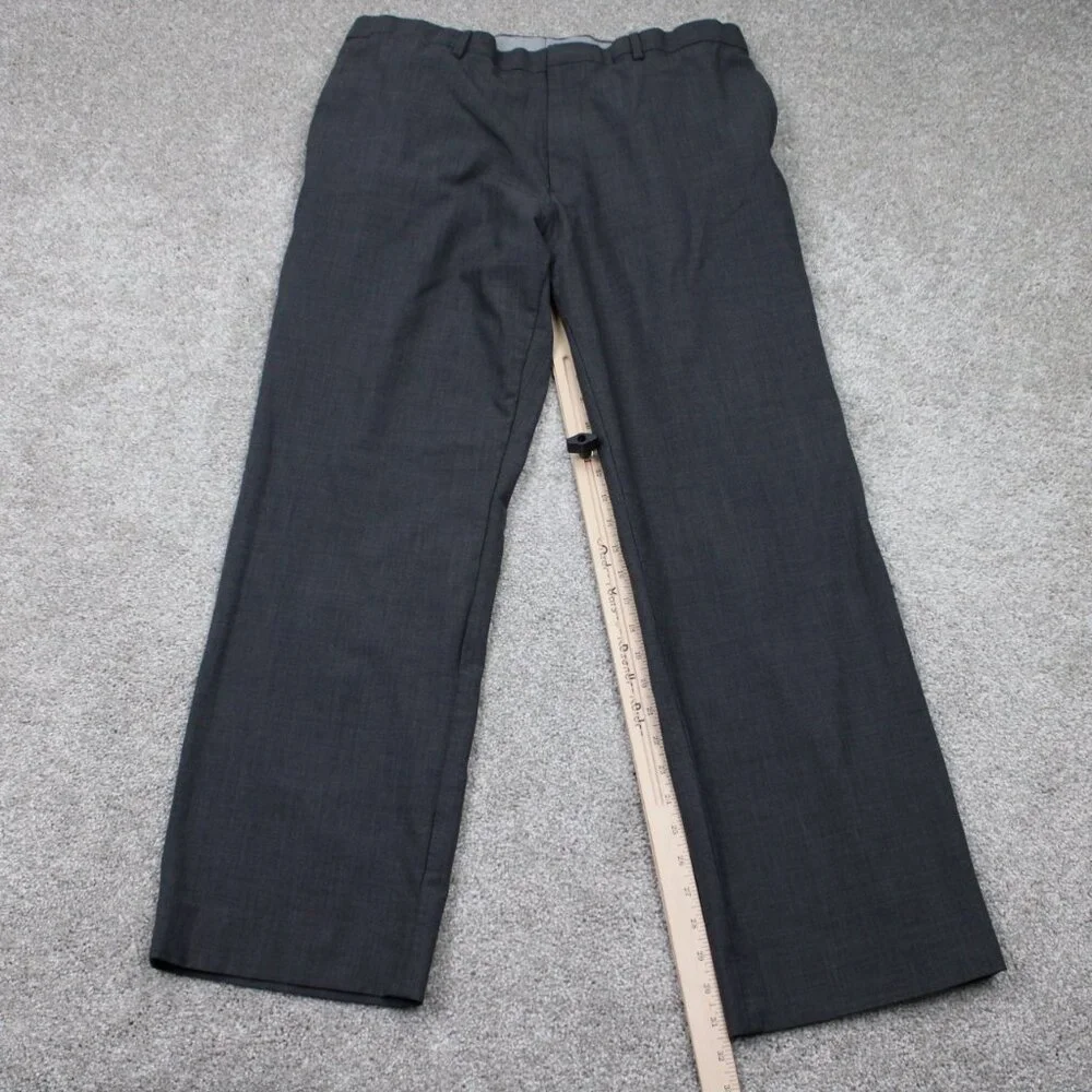 Banana Republic Dress Pants Men 35x32 Gray Wool Stretch Flat Front Acetate Lined